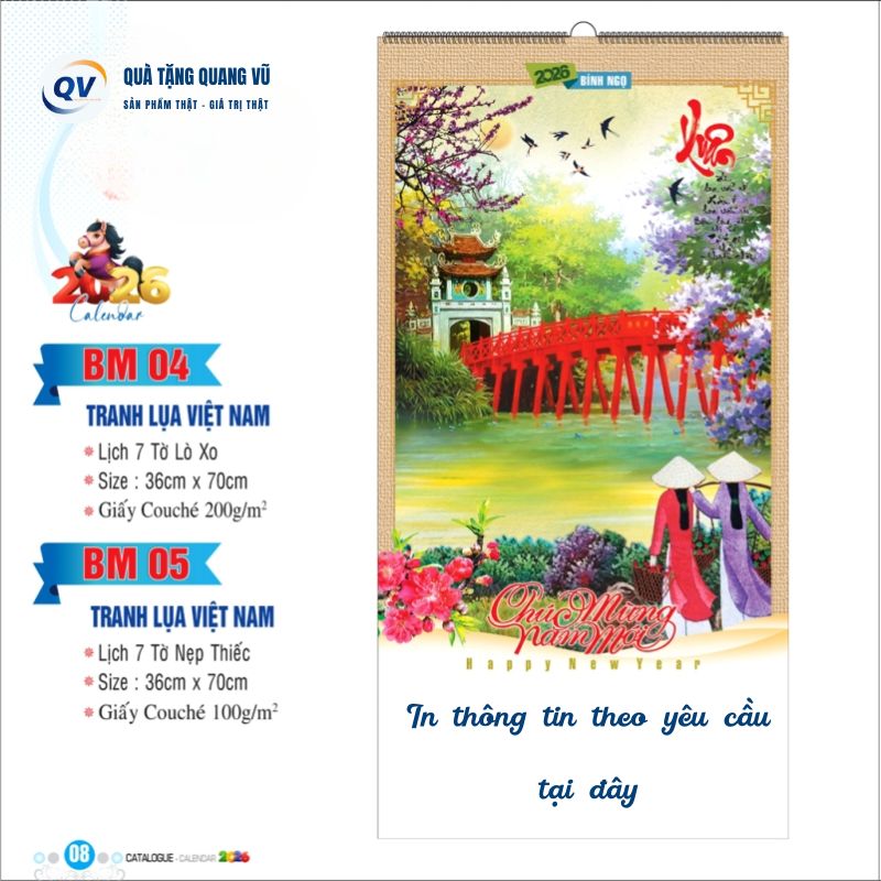 Mẫu lịch treo tường 7 tờ mã BM04 và BM05