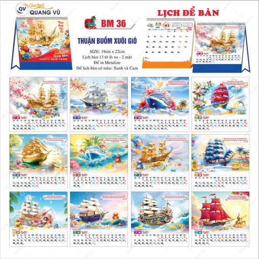 Mẫu lịch để bàn chữ A mã BM36