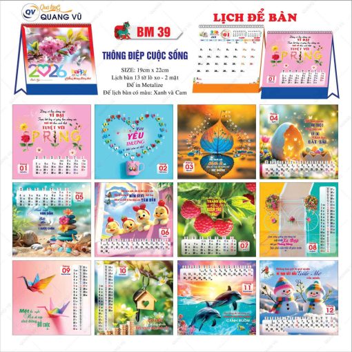 Lịch Tết để bàn chữ A mừng Xuân Bính Ngọ