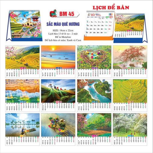 Lịch tết để bàn chữ A mã BM45