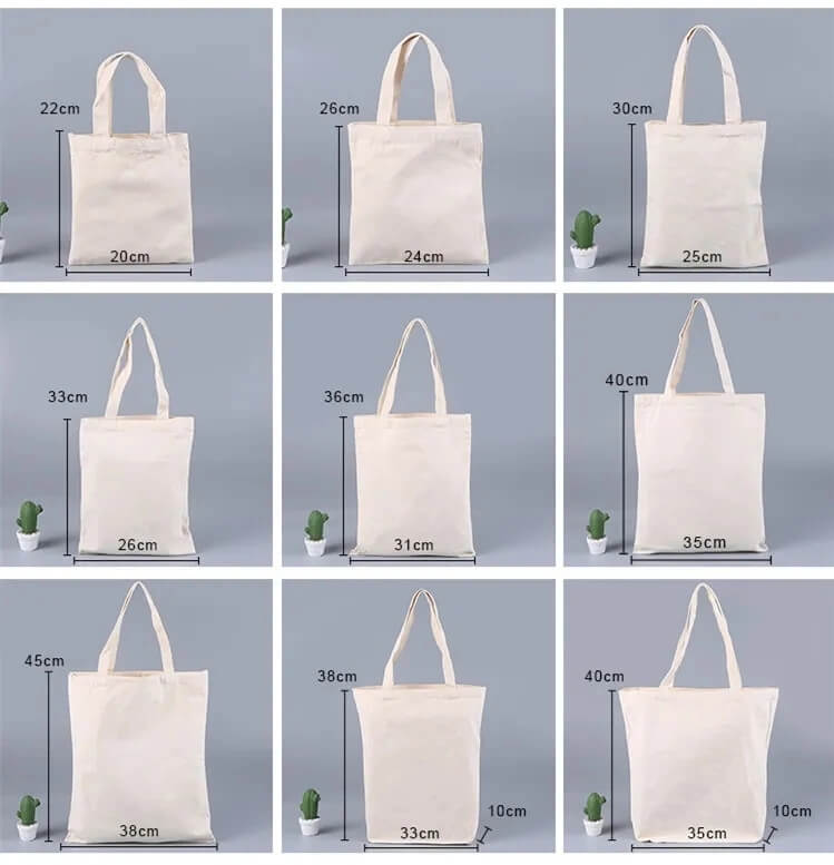 Kích thước túi vải Canvas Kích thước túi vải Canvas