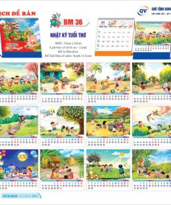 Mẫu lịch để bàn chữ A mã BM36 làm quà Tết 2027