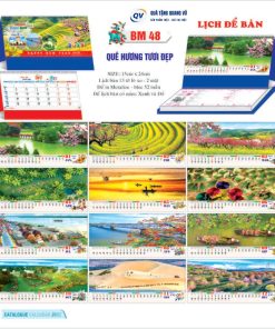 Mẫu lịch để bàn chữ M quà Tết 2027 mã BM48