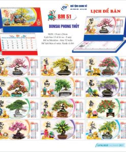 Mẫu lịch để bàn chữ M mã BM51