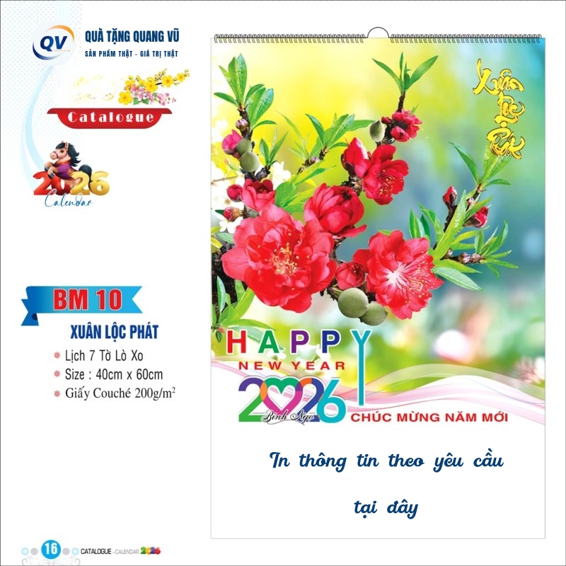 Mẫu lịch treo tường 7 tờ mã BM10