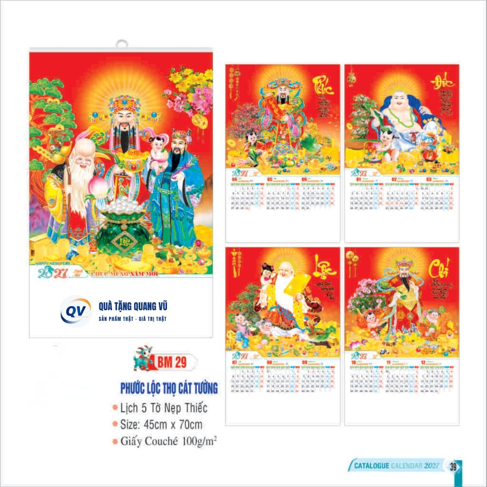 In lịch Tết 2027 dạng 5 tờ mã BM29