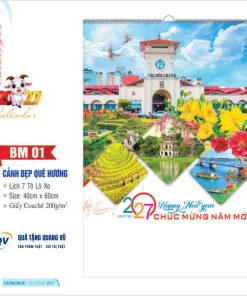 Mẫu lịch Tết 2027 dạng 7 tờ lò xo mã BM01 chủ đề Cảnh đẹp quê hương
