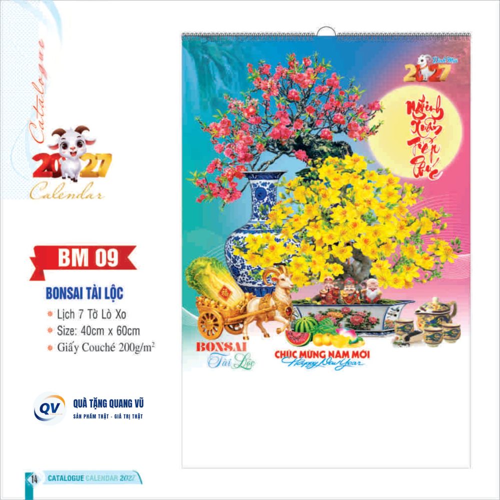 Mẫu lịch Tết 2027 mã BM09 in theo yêu cầu
