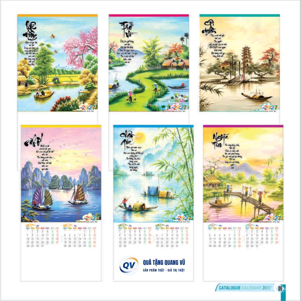 In lịch tết 2027 chủ đề Tranh lụa Việt Nam