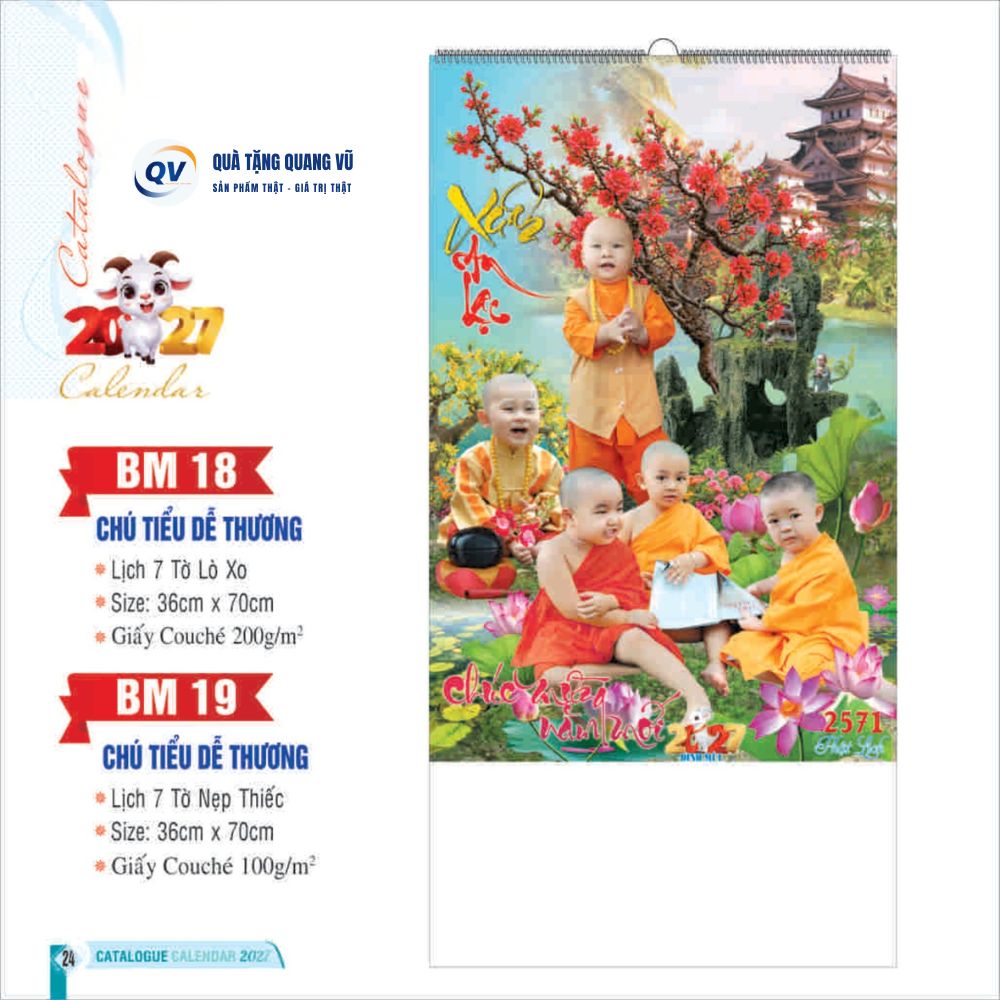 Đặt in lịch Tết 2027 theo yêu cầu mã BM18-BM19